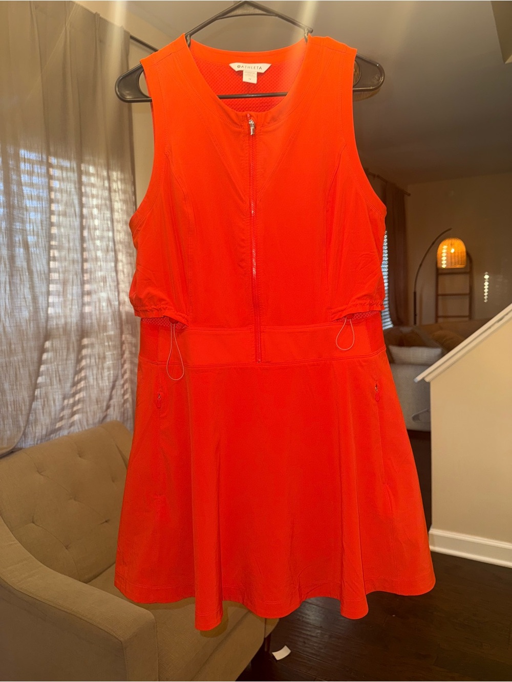 Athleta Bright Orange Zip-Front Mini Dress - Picture 2 of 7